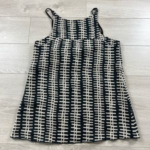 TER ET BANTINE Linen Pattern Black & Beige Tank Top